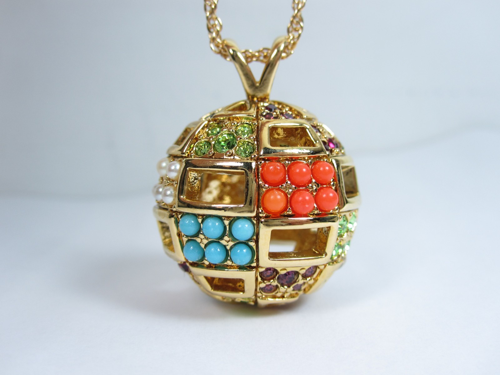 D’Orlan Gold Plated Pendant with Swarovski Crystals & Sandstones – 30″ – 8736