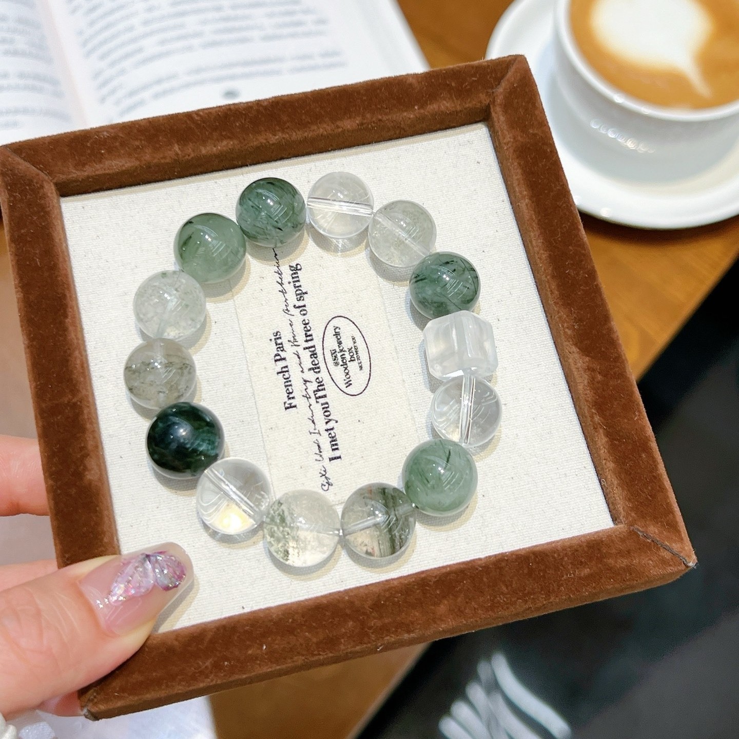 13mm Natural Green Rutilated Quartz Green Phantom Quartz Handmade bracelet