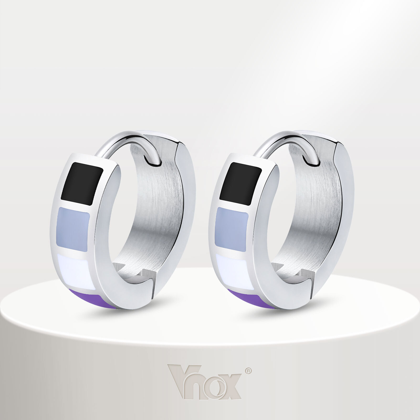 Vnox Small Hoop Earrings for Men Women LGBTQ Rainbow Pride Huggies Hoops Jewelry