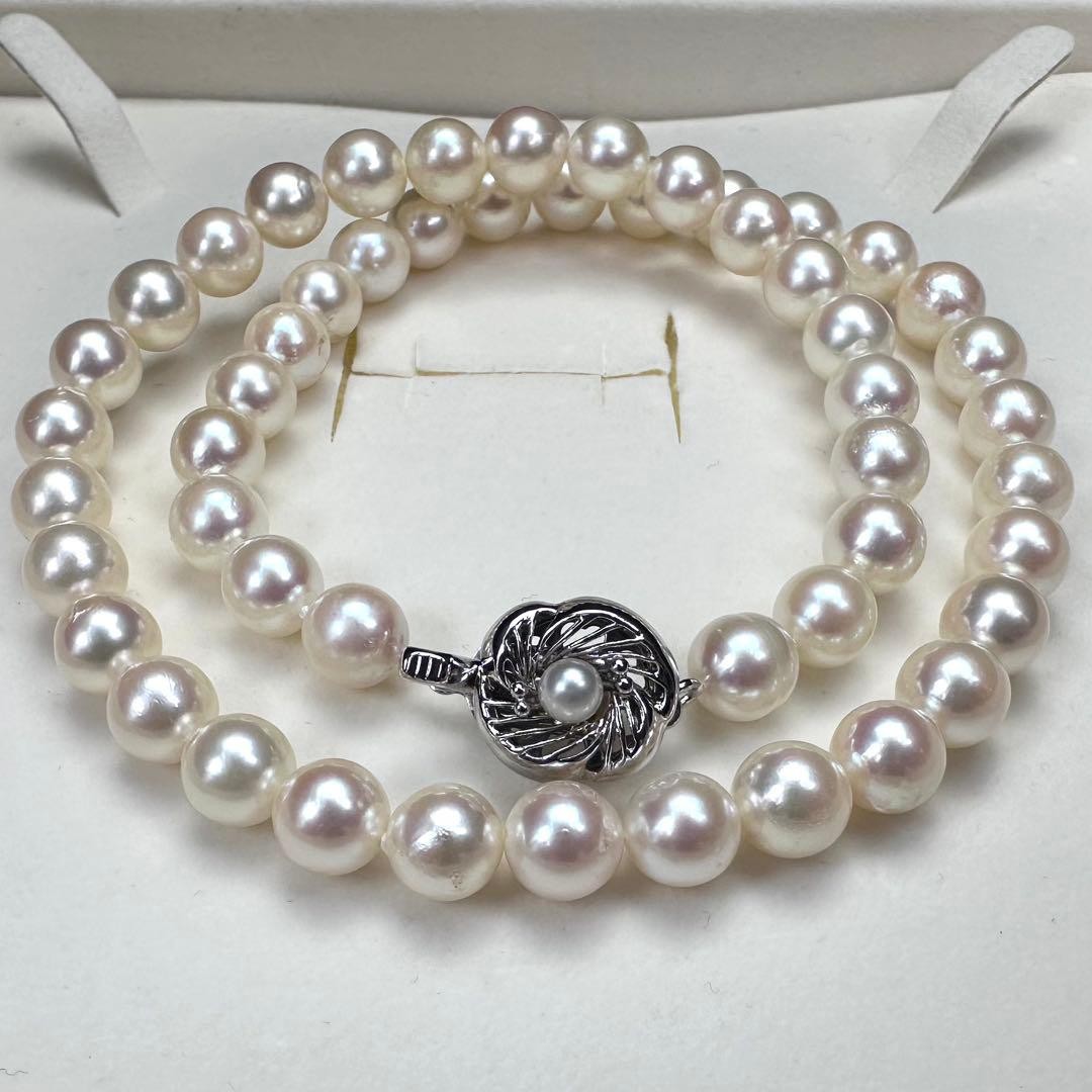 Approx 7.5-8.0mm Akoya Genuine Pearl Necklace 42cm 36g From Japan