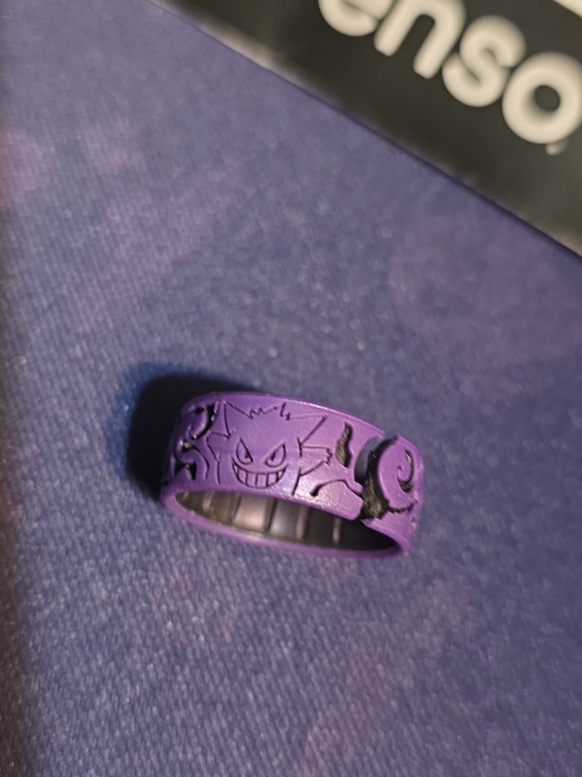 Enso x Pokemon Gengar Gastly Haunter Purple Silicone Ring Size 6 (Ripped)