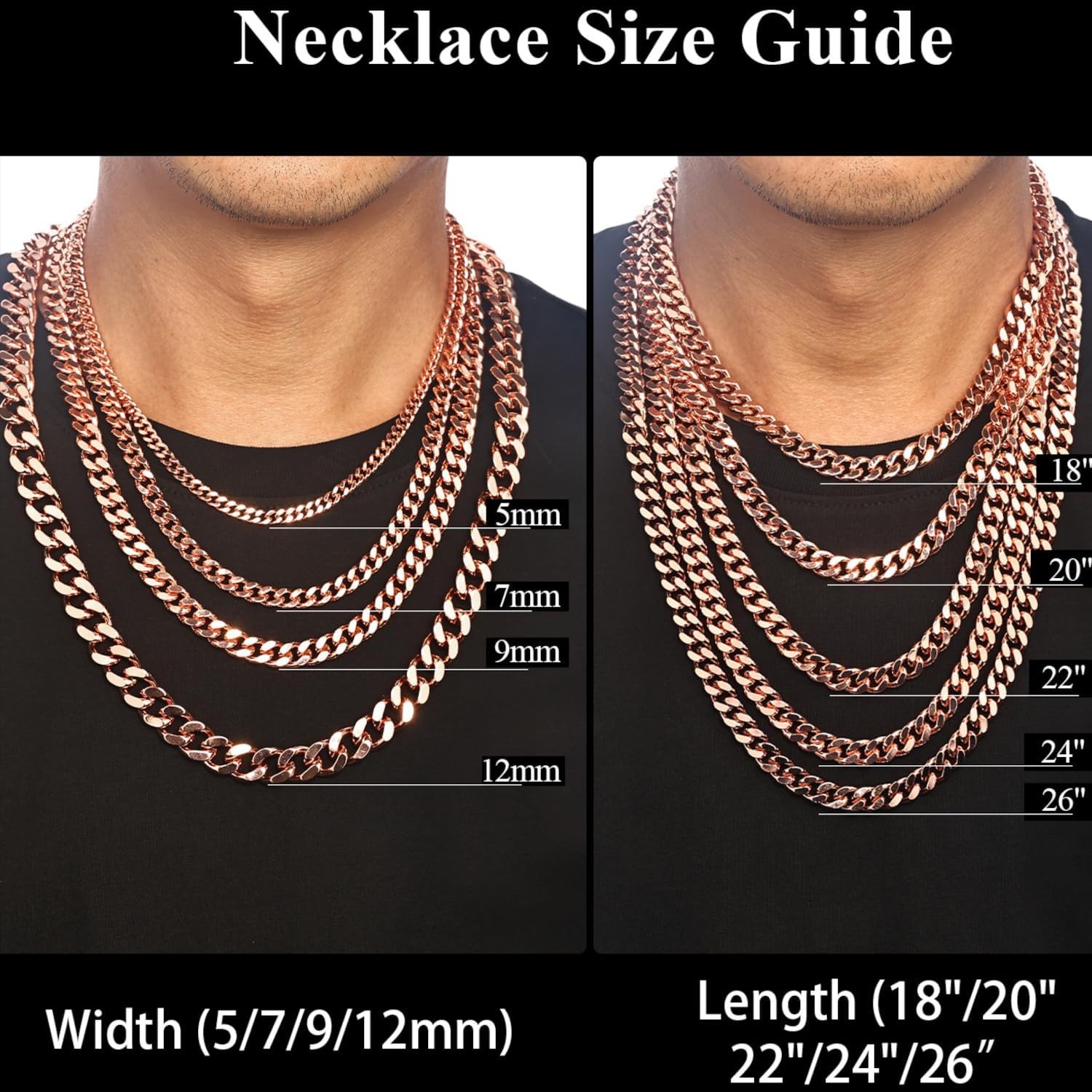 Heavenly Metals Copper Necklace for Men & Women – 99.9% Pure Copper Cuban Link