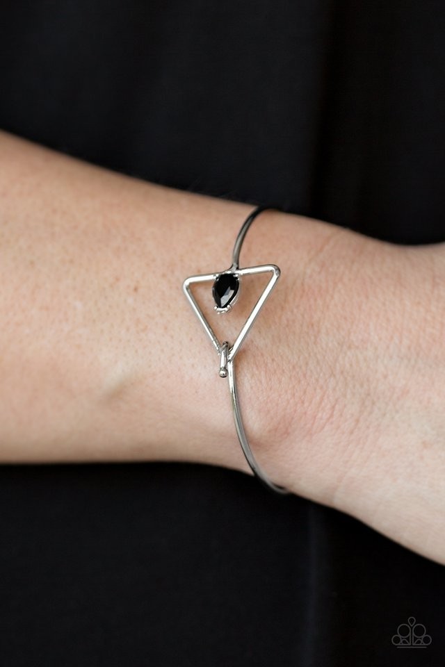 Paparazzi Sliver With Black Stone Hook Closure Bracelet Gorgeously Giza