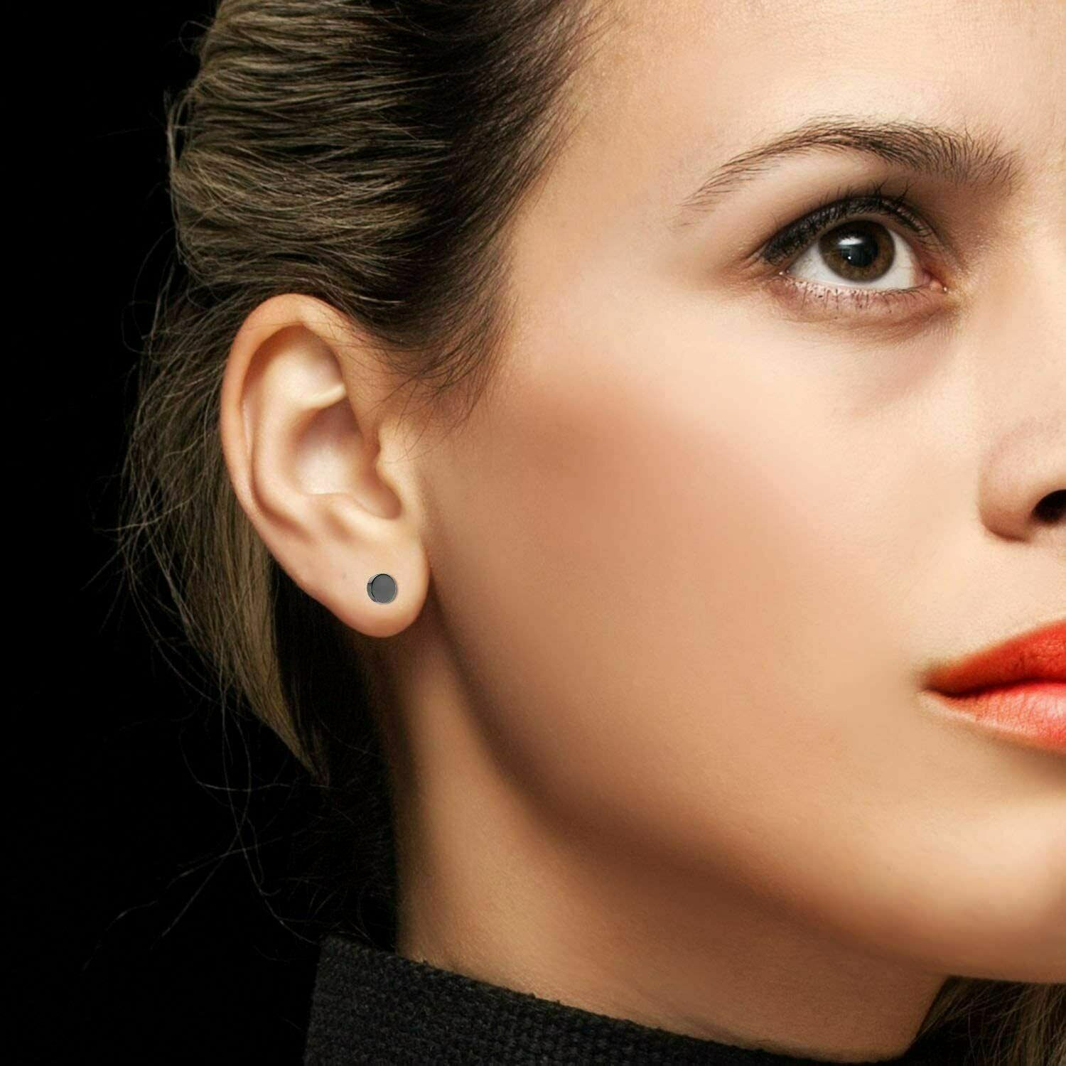 1Pair Stainless Steel Stud Earrings Faux Gauges Ear Tunnel Earring for Men Women