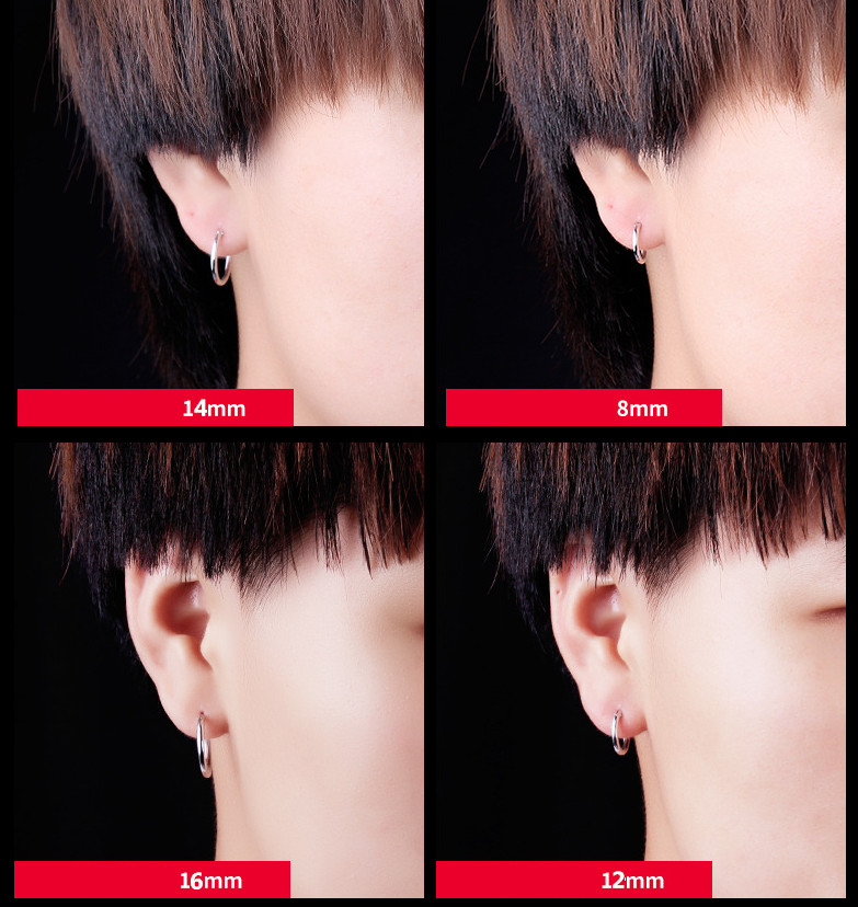 2Pcs Women 316L Stainless Steel Round Hoop Stud Endless Vogue Earrings PE31