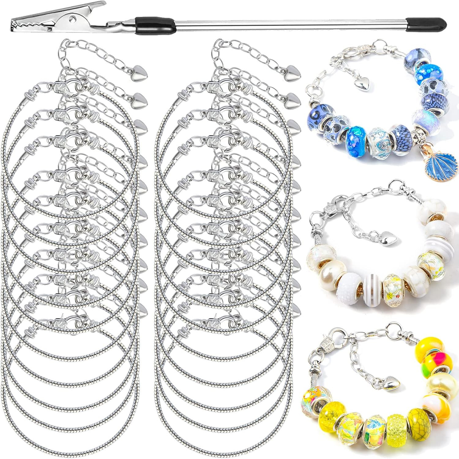 20 Pcs 7.87 Inch Snake Chain Charm Bracelets Adjustable Snake Charm Bracelet
