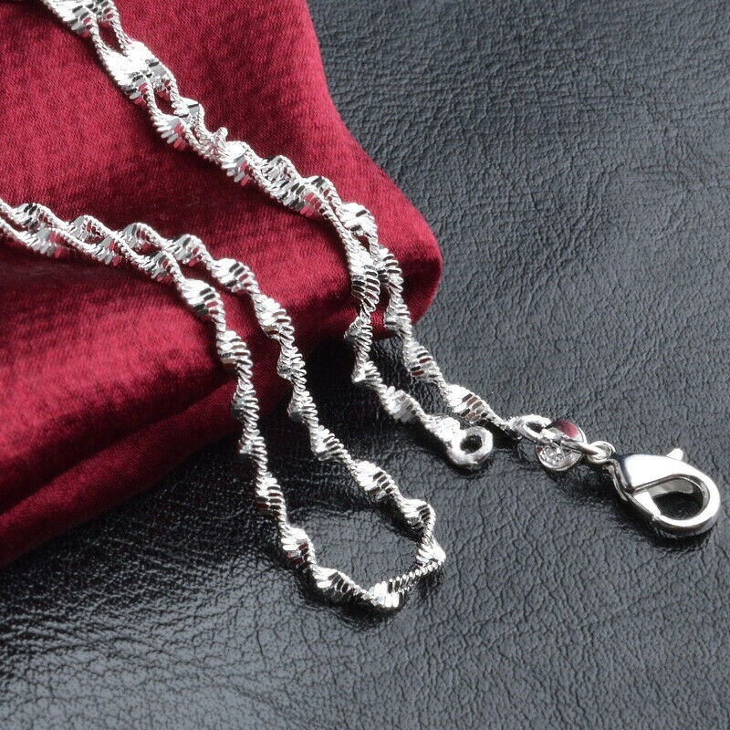 Pretty New 18K White Gold Filled Pink Teardrop CZ Swirl Pendant Necklace