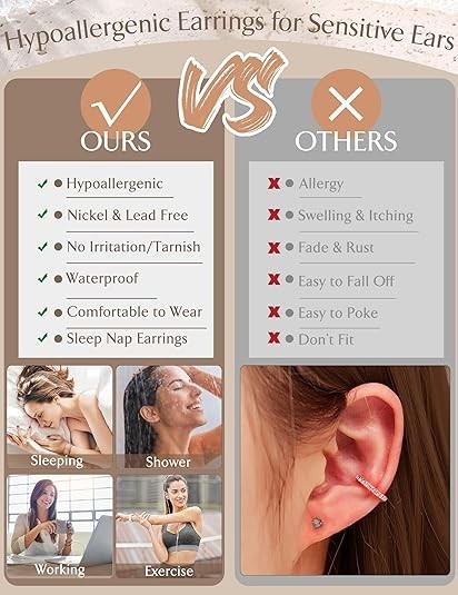 Surgical Steel Earring Sets Gift for Best Friend Mother Women Multiple Piercing
