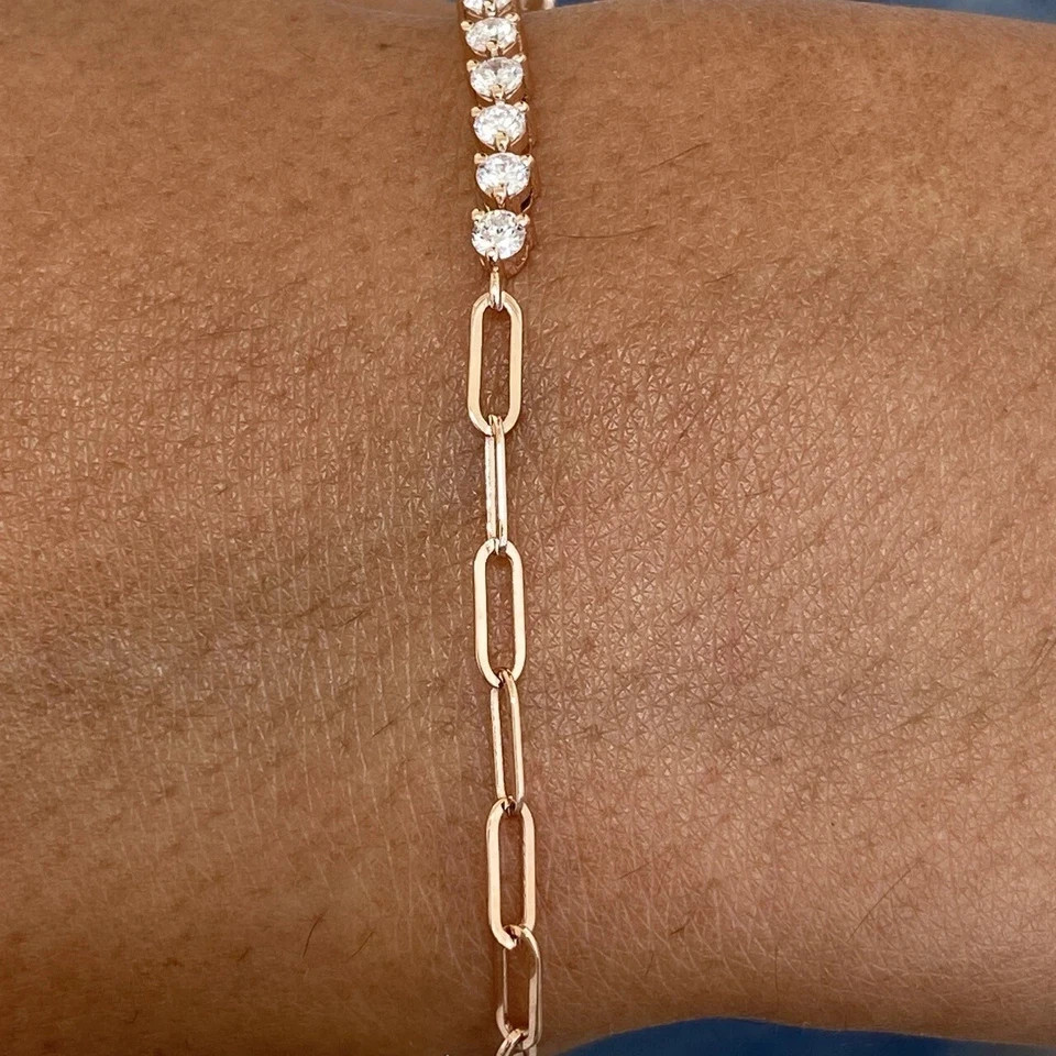 8 Ct Round Cut Simulated Diamond 14k Rose Gold Plated Stunning Tennis Bracelet