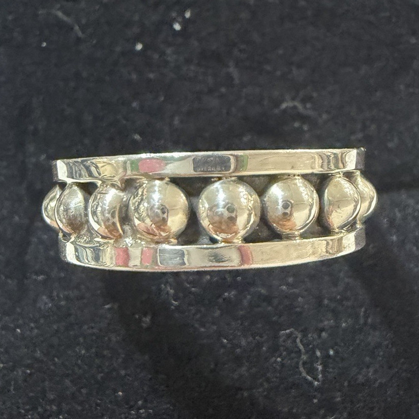 Vintage Mexico 925 Sterling Silver Beaded Ball Band Ring!Size 5.5-6!