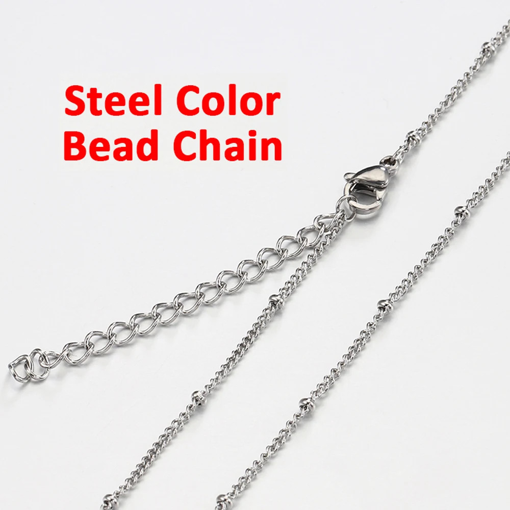 10Pcs Stainless Steel Bead Chain Necklace DIY Jewelry Making Lobster Clasp 45cm
