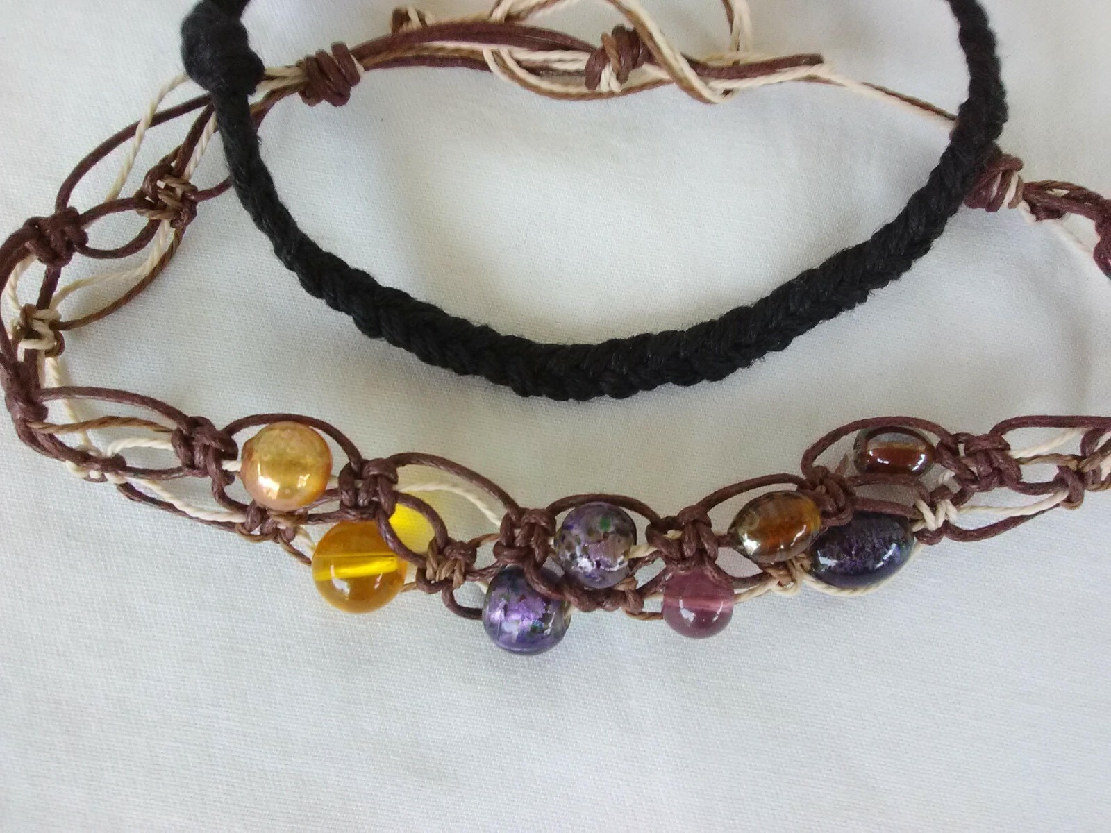 2 lot 16″ Necklace 11″Anklet Convertible Hemp Adj Unisex ” Boho USA Seller New