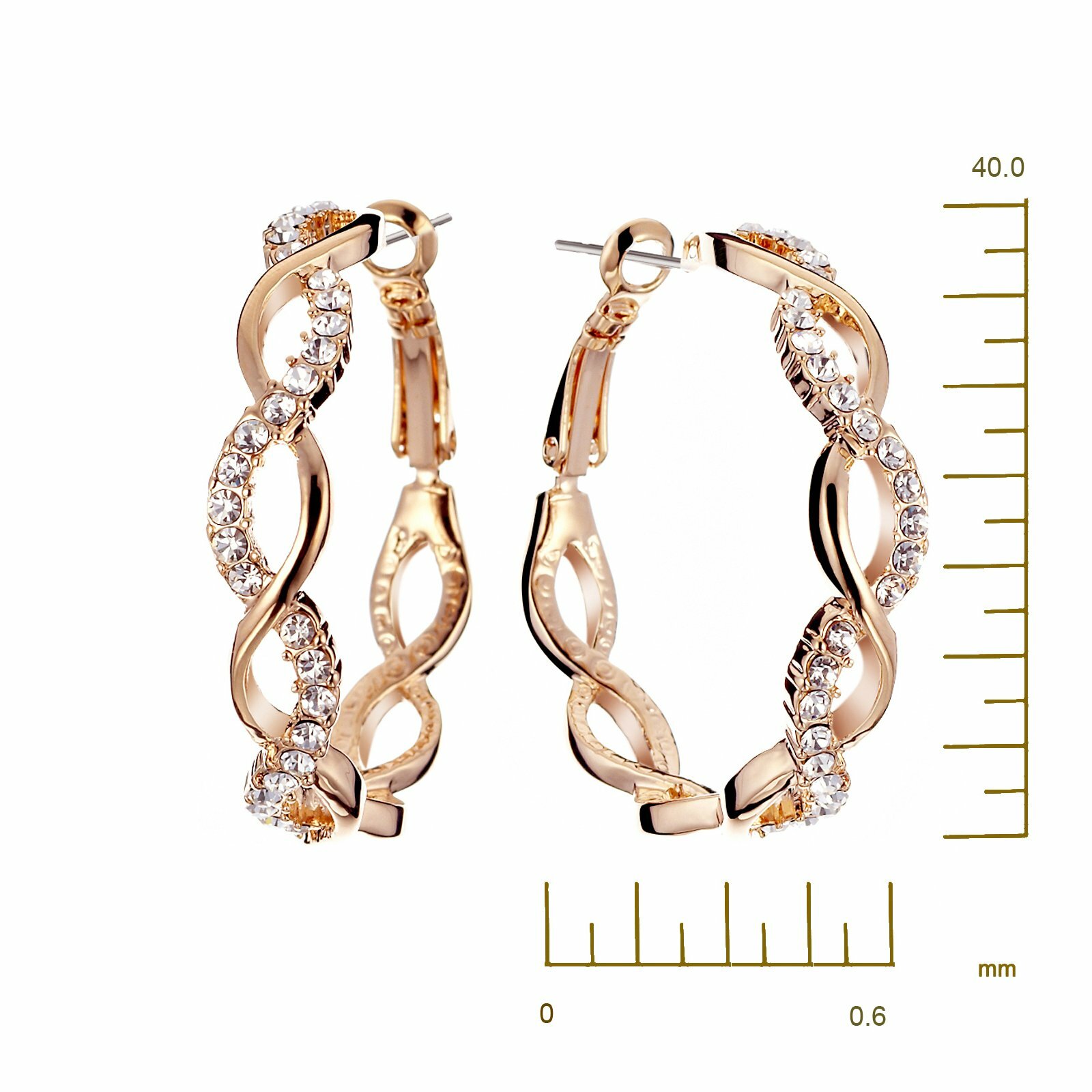 Women18K Rose White Yellow Gold Filled Crystal Hoop Earrings 045USEVE
