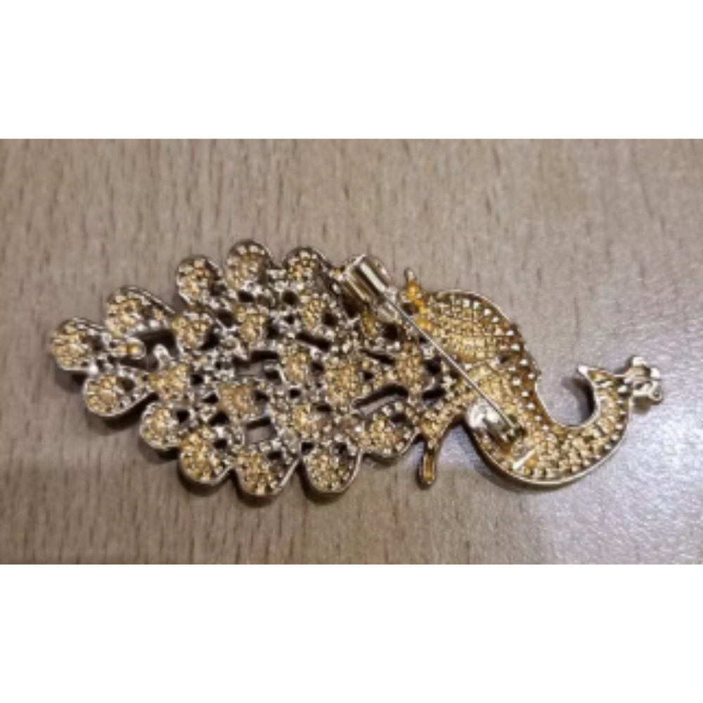 Vintage Style Peacock Bird Blue Rhinestone Crystal Cyan Bird Brooch Pin Pendant