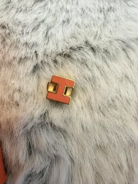 Hermes Cube Earrings Orange Enamel Gold Hardware AUTHENTIC