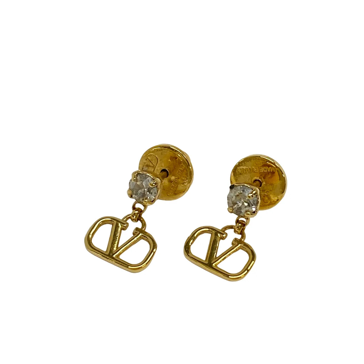 VALENTINOGARAVANI ZW2J0H29YCW Gold Clear Hardware Rhinestones Earrings
