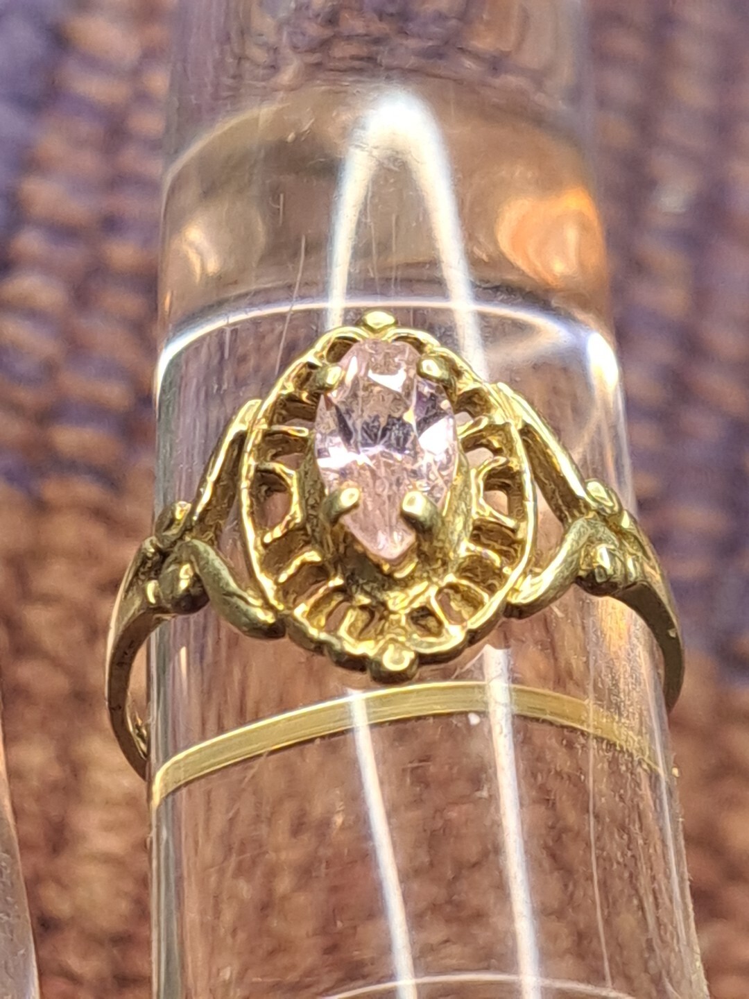 Ring 1 Carat Pink Gemstone Ring in 10K Solid Yellow Gold Size 6.5 11-14