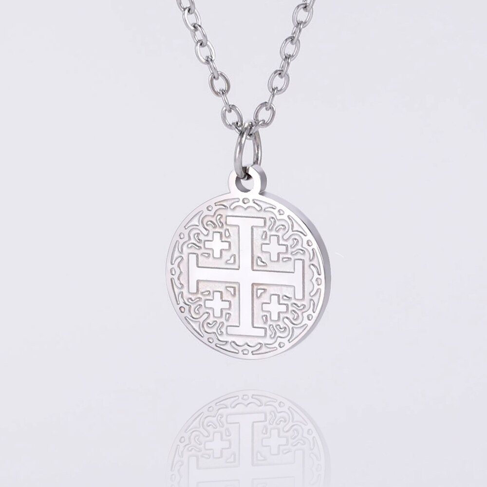 Gold Christianity Jerusalem Cross Pendant Necklace Stainless Steel Chain US