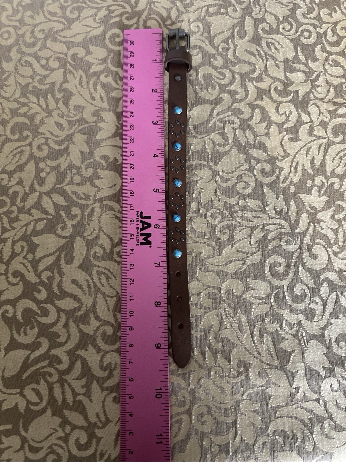 Cowhide Leather Turquoise Studded Western Cuff Bracelet Boho Cowgirl Rodeo
