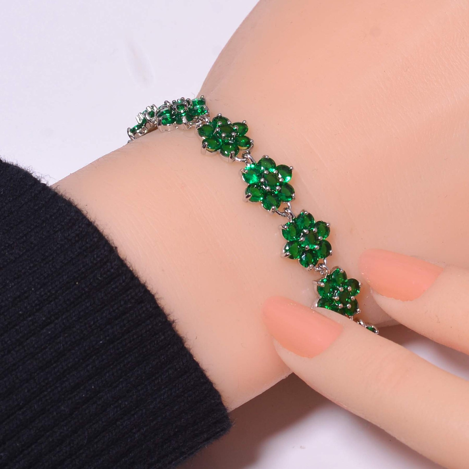 Tsavorite 925 Sterling Silver Tennis Bracelet 6.99″, Christmas Gift B70912