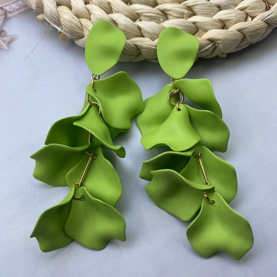 Fashion Jewelry Stud Earring 8.3*4.1CM petals tassel Bohe Earring