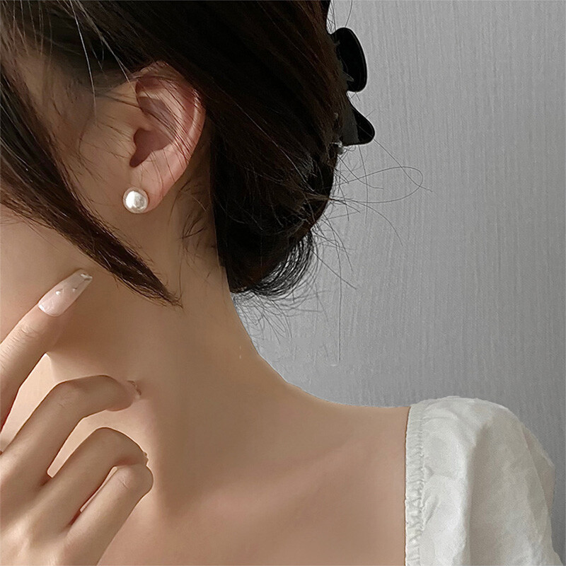 Genuine White Cultured Freshwater Pearl Stud Earrings 925 Silver 6/7/8/10mm USA