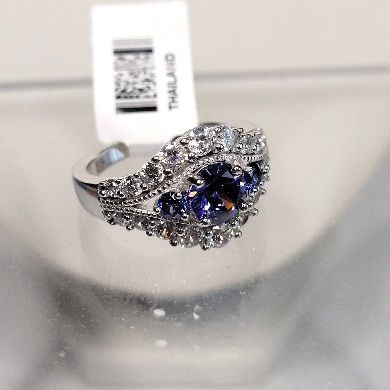 JTV Bella Luce BBJ-925 CZ Ring sz-8 Thailand Tanzanite sim 6g Sterling Silver