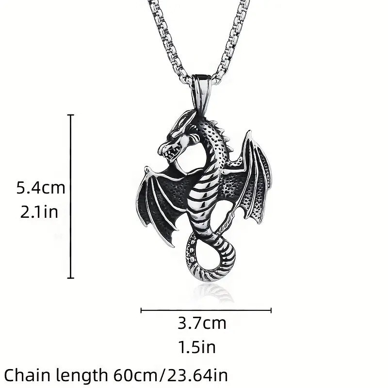 Elegant 925 Sterling Silver Charms Fashion Unique Flying Dragon Pendant Necklace