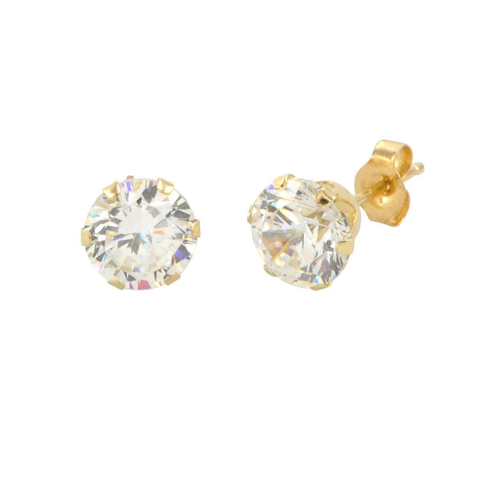 Bold New 14k Gold Filled Brilliant Cubic Zirconia 9mm Stud Post Earrings