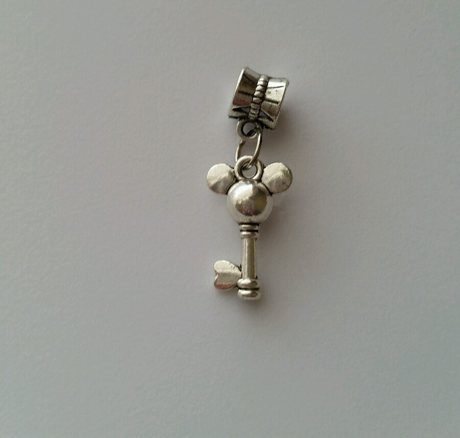 Cartoon Mouse Key Mouse Dangle Silver for European Bracelet Or Clip On Charm