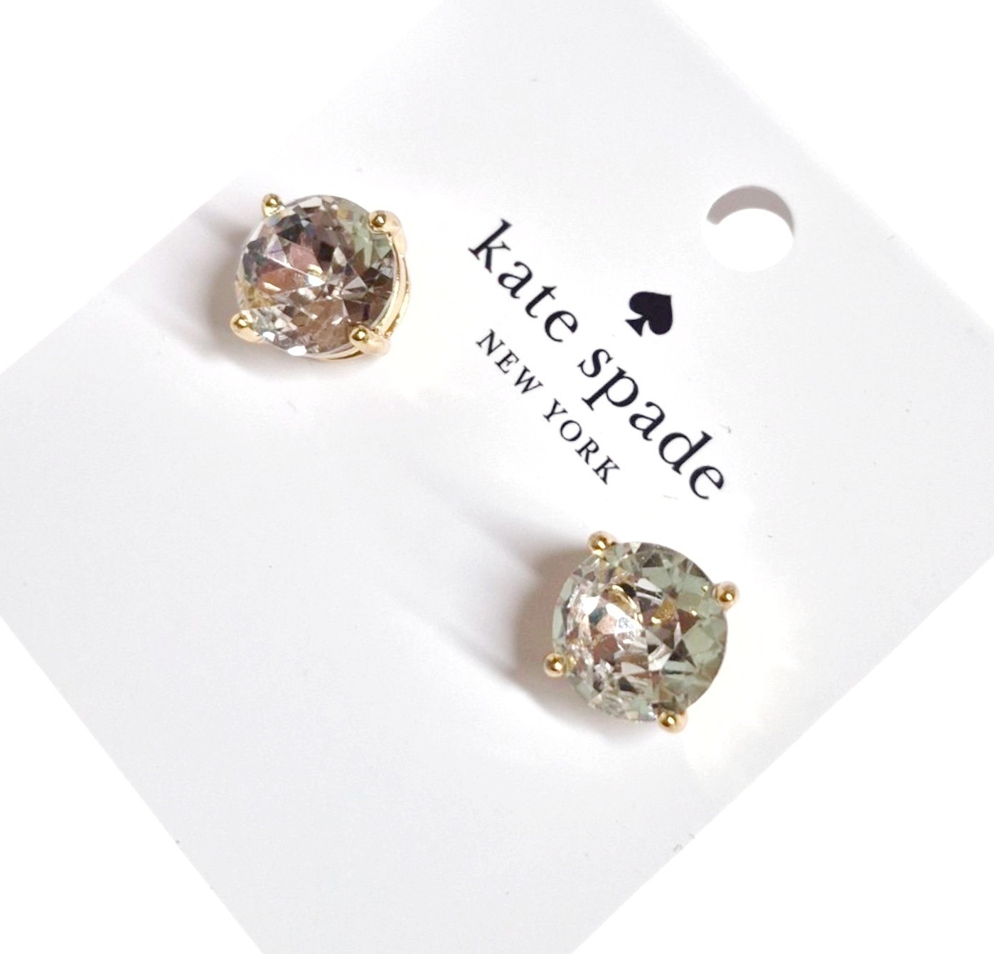 Kate Sapde Gumdrops Stud Earrnigs Clear/Gold 12-k Gold Plated O0RUO666 New