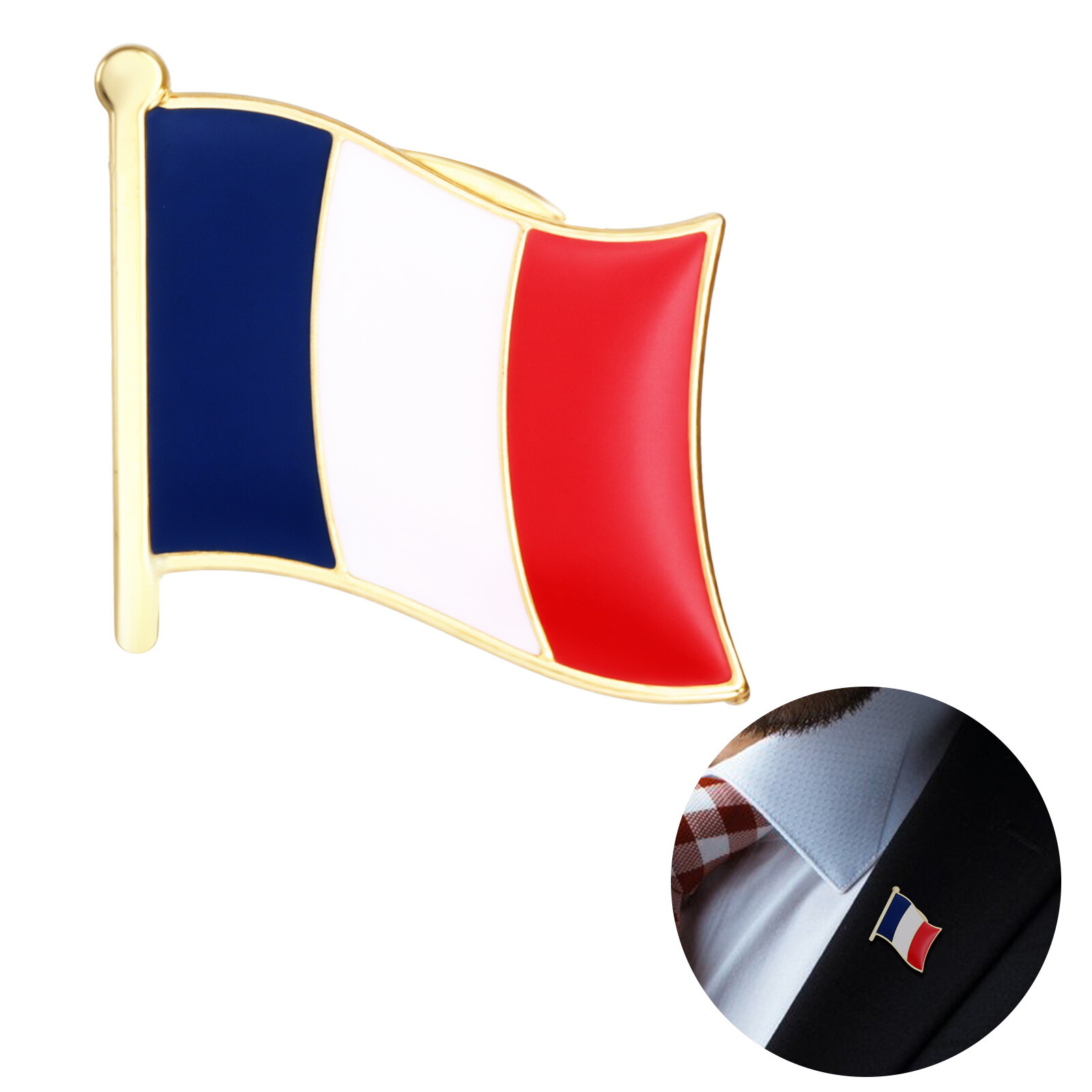 French Flag Pin Men’s Women’s Suit Uniform Lapel Pin Bastille Day Patriotic Pin