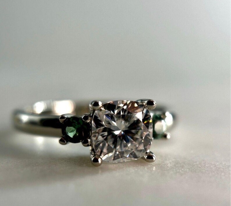 Moissanite And Side Colour Stones Ring 925 Sterling silver Engagement Ring.