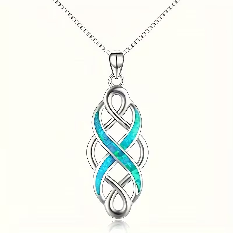 Irish Celtic Knot Opal Pendant Necklace