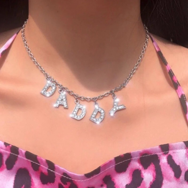 Letter Bitch Pendant Necklace Girls Daddy ANgel Necklaces Choker Women Jewelry
