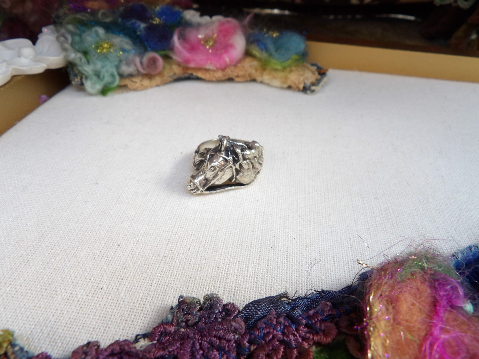 sterling silver ring, artisan, new, stamped, horse