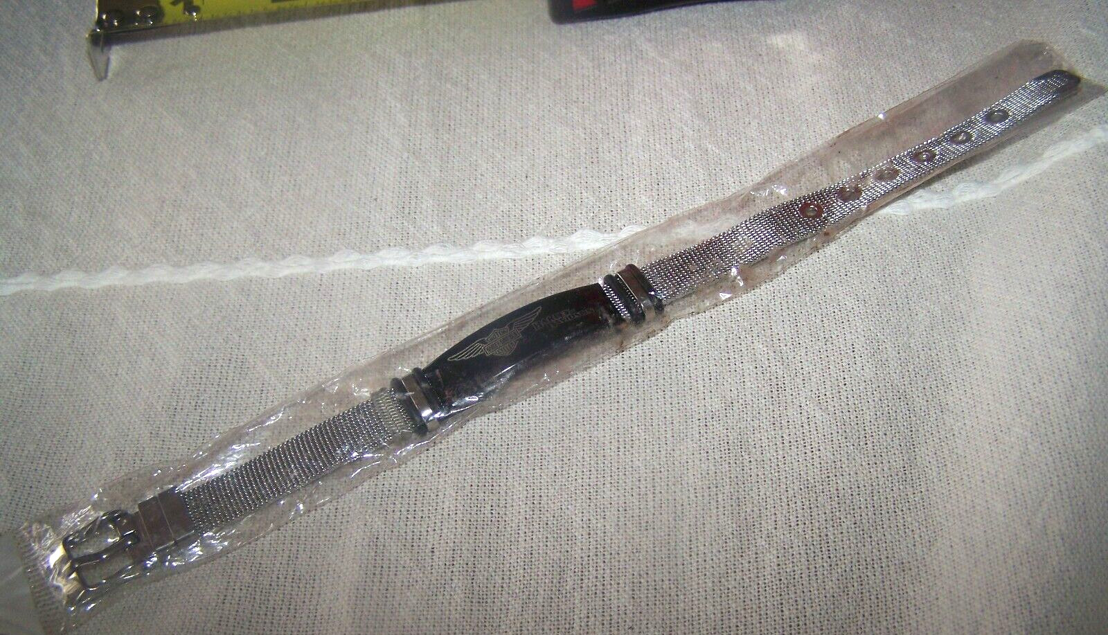 Harley Davidson Black Silver Metal Mesh Bar Shield Wings Adjustable Bracelet NOS