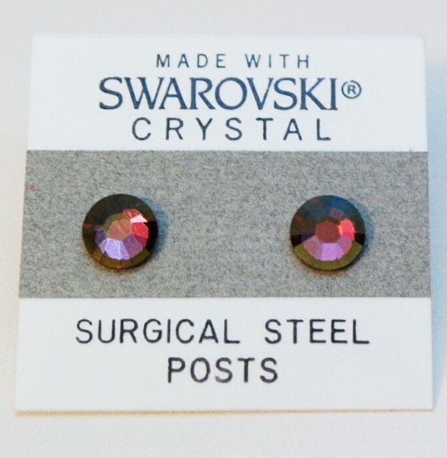 Purple Round Stud Earrings 7mm Crystal Circle Made with Swarovski Elements Gift