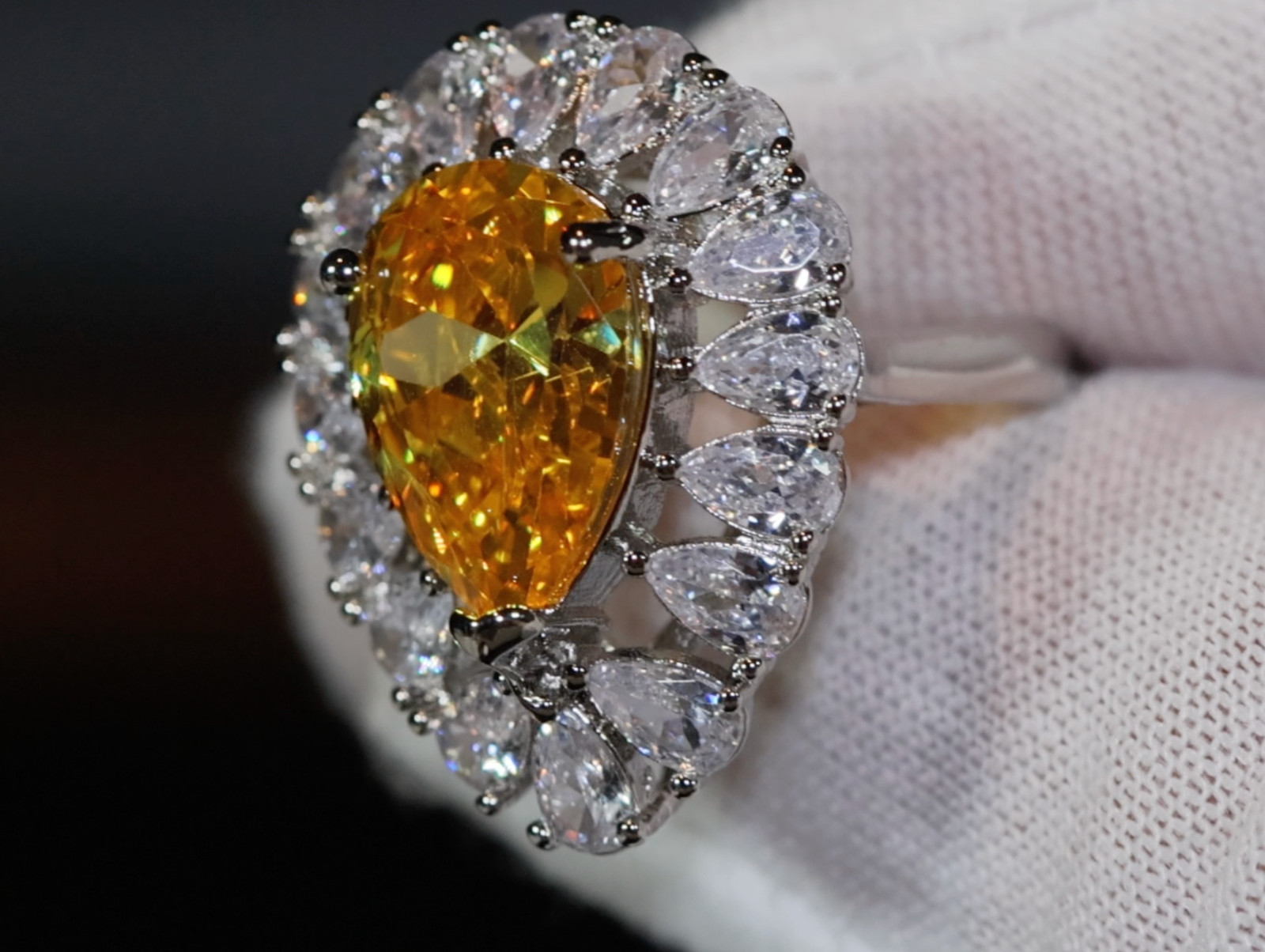 Yellow Diamond Ring, Yellow Simulated Diamond Ring, Yellow Engagement Ring