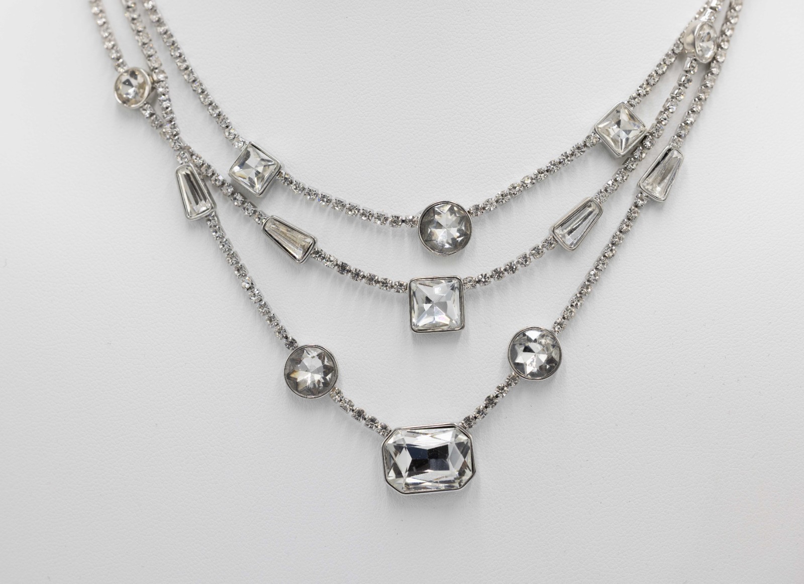 NORDSTROM RACK Silver-tone Nickel Free Necklace 3-layer 15″ 16″ 17.5″ + 3″