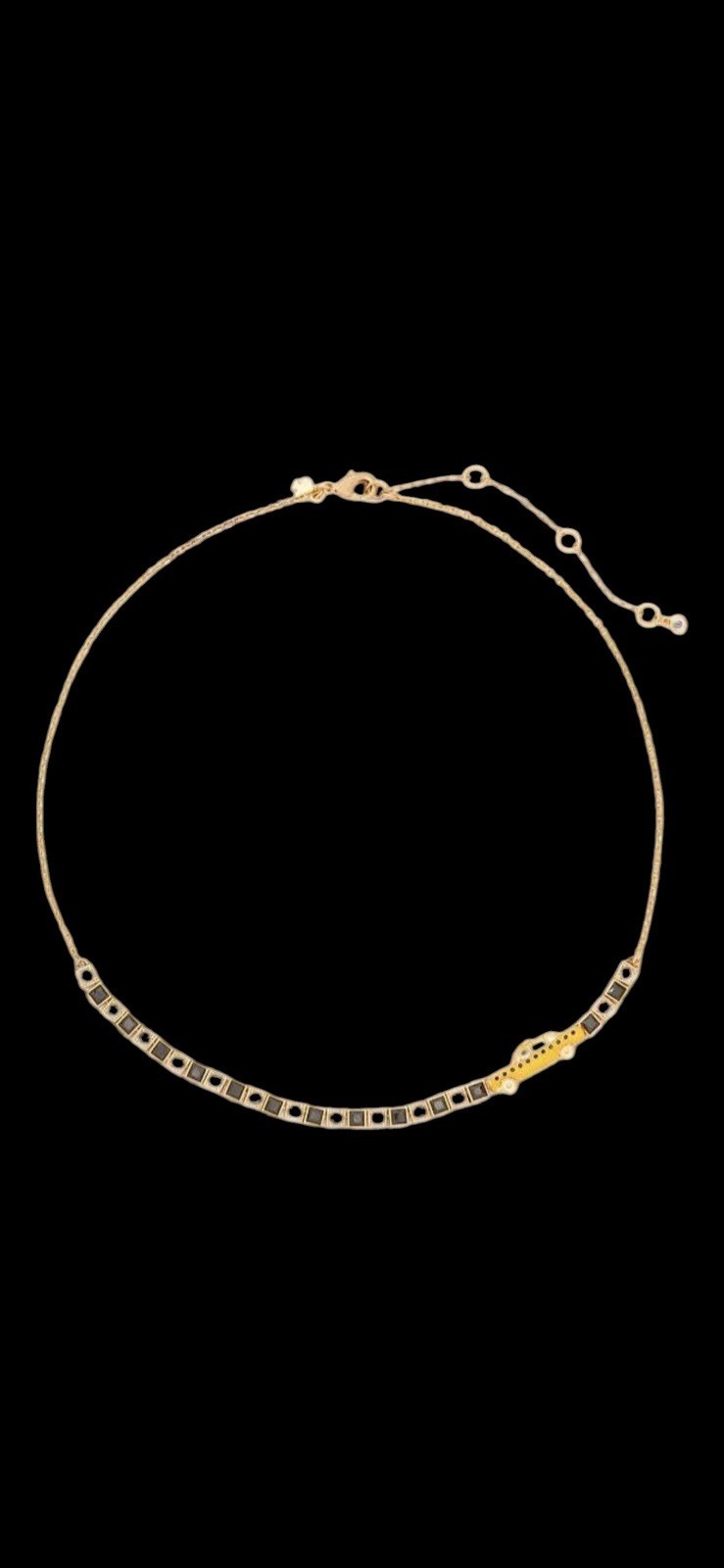 Kate Spade Hit the City Taxi Black & Cleat Cubic Zirconia Tennis Charm Necklace