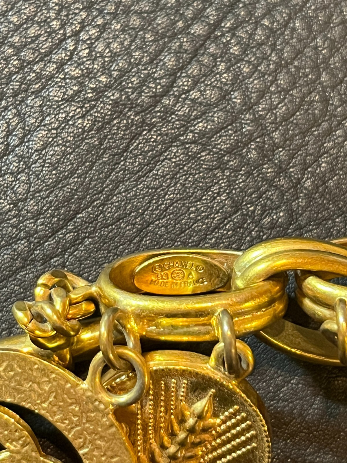 CHANEL Bracelet Bangle AUTH Coco Mark chain Logo Vintage Rare Gold Icon F/S