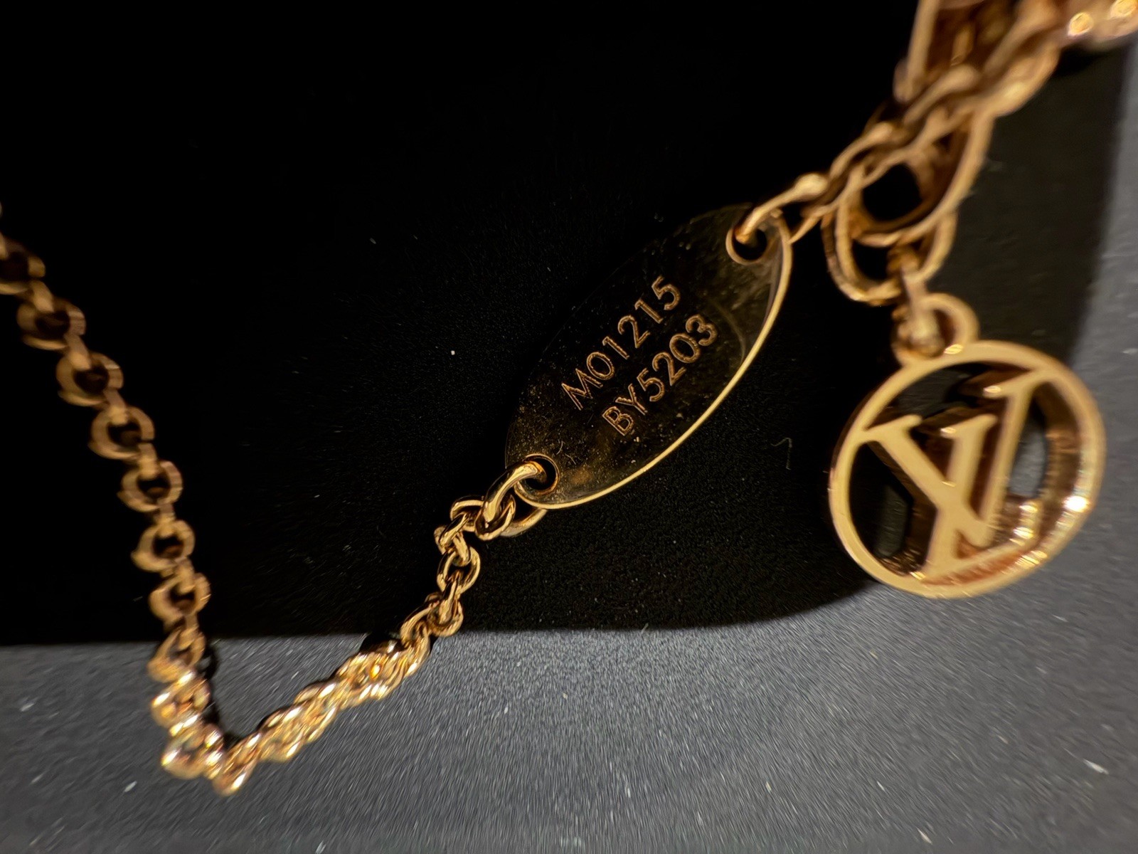 Louis Vuitton Gold LV pink Enamel Necklace
