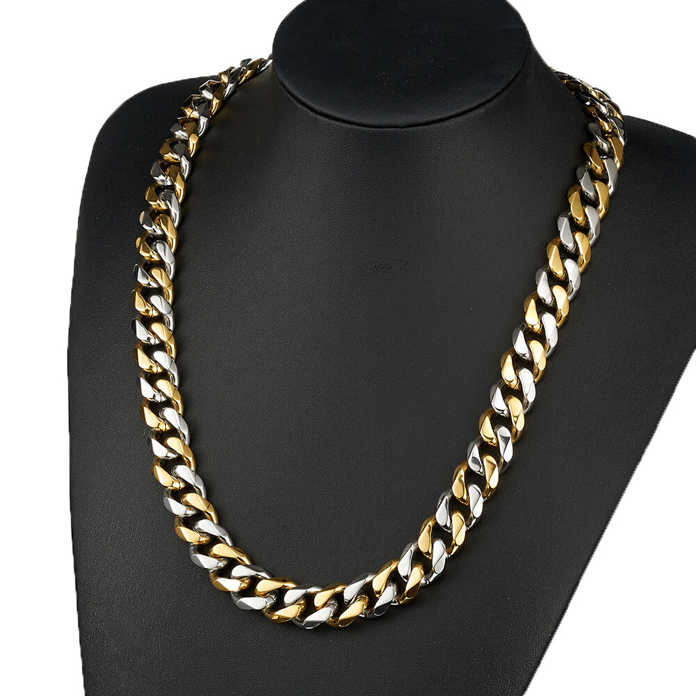 12/15mm 7-40inches Fashion Cuban Curb Chain Necklace Bracelet Stainless Steel