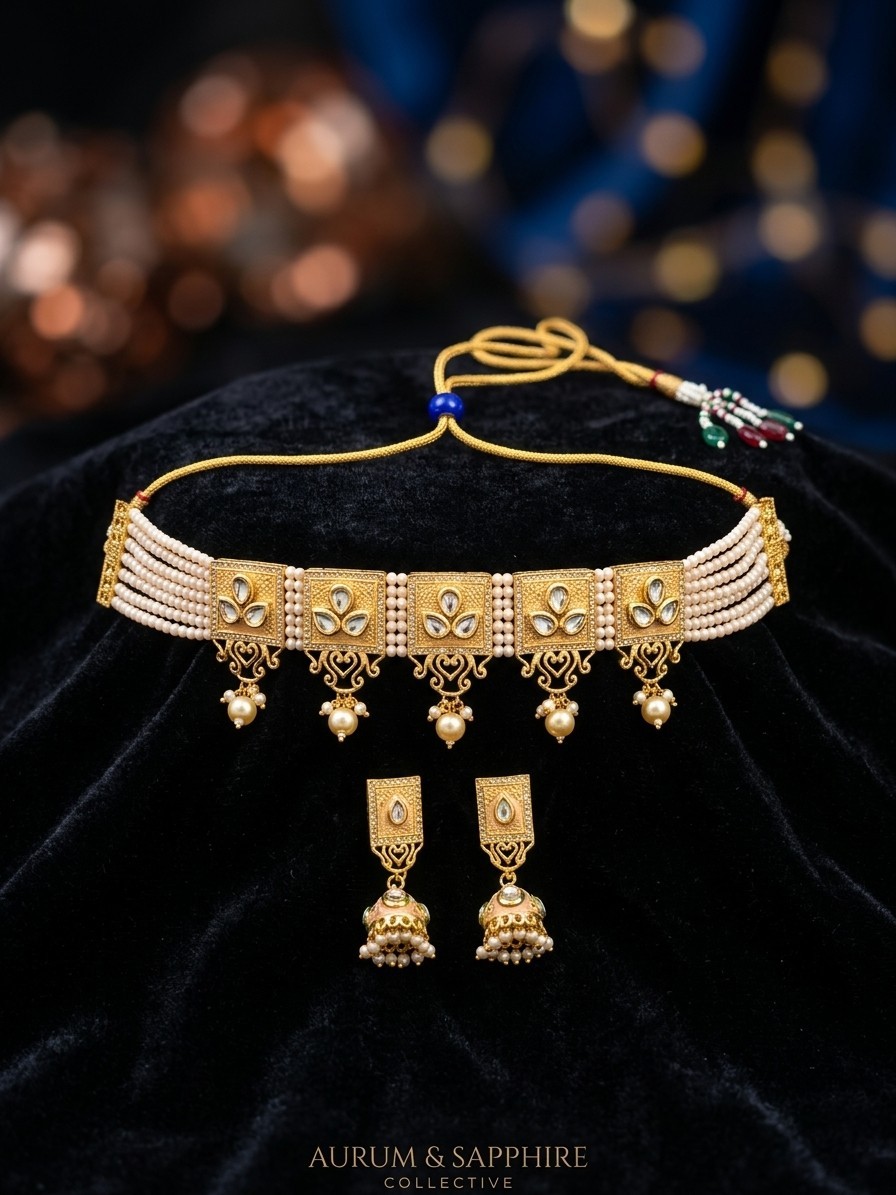 Choker Necklace Earring Set