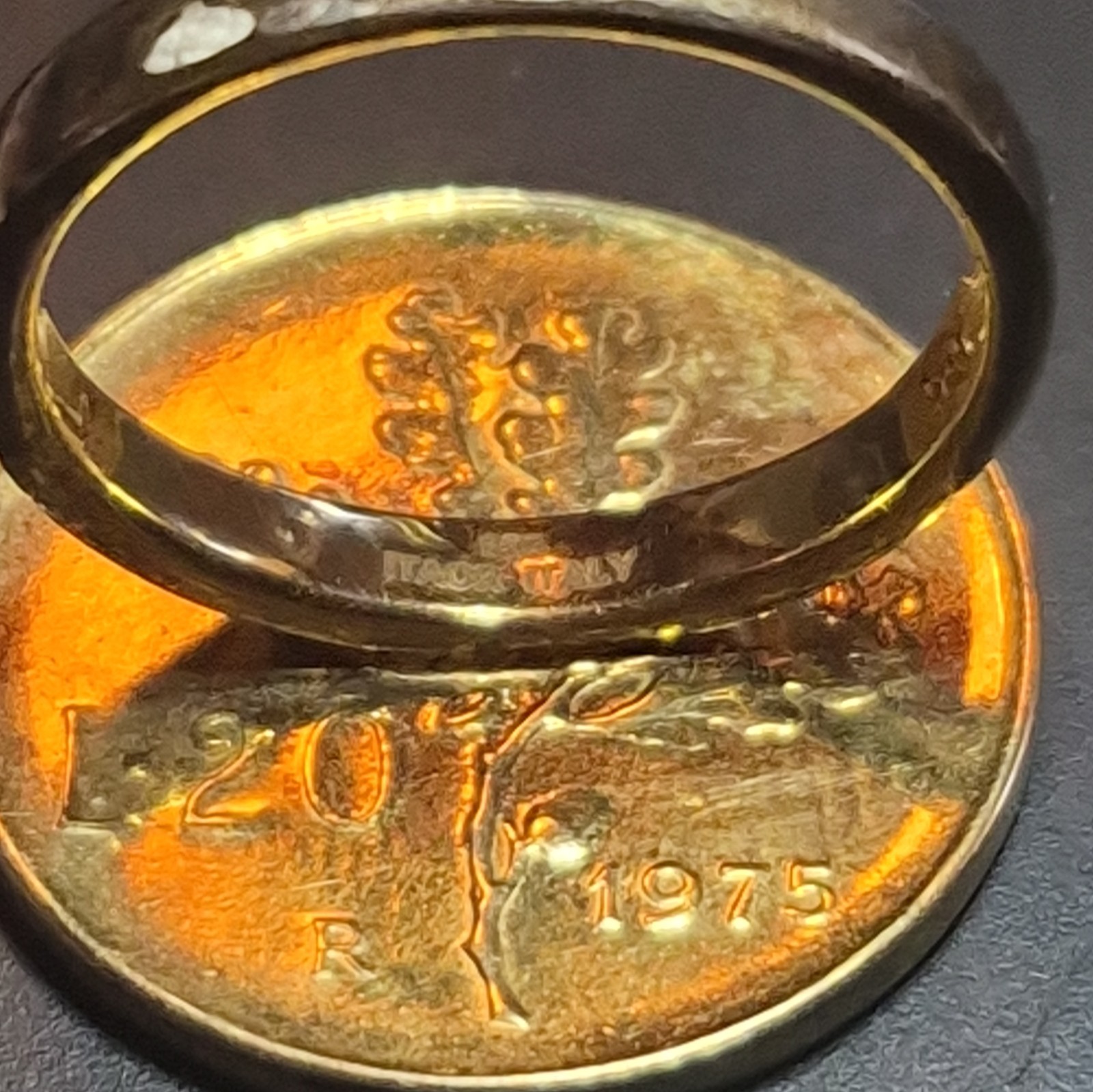 itaor Sterling Silver 200 Lire Repubblica Italiana Coin Signet Ring Size 7