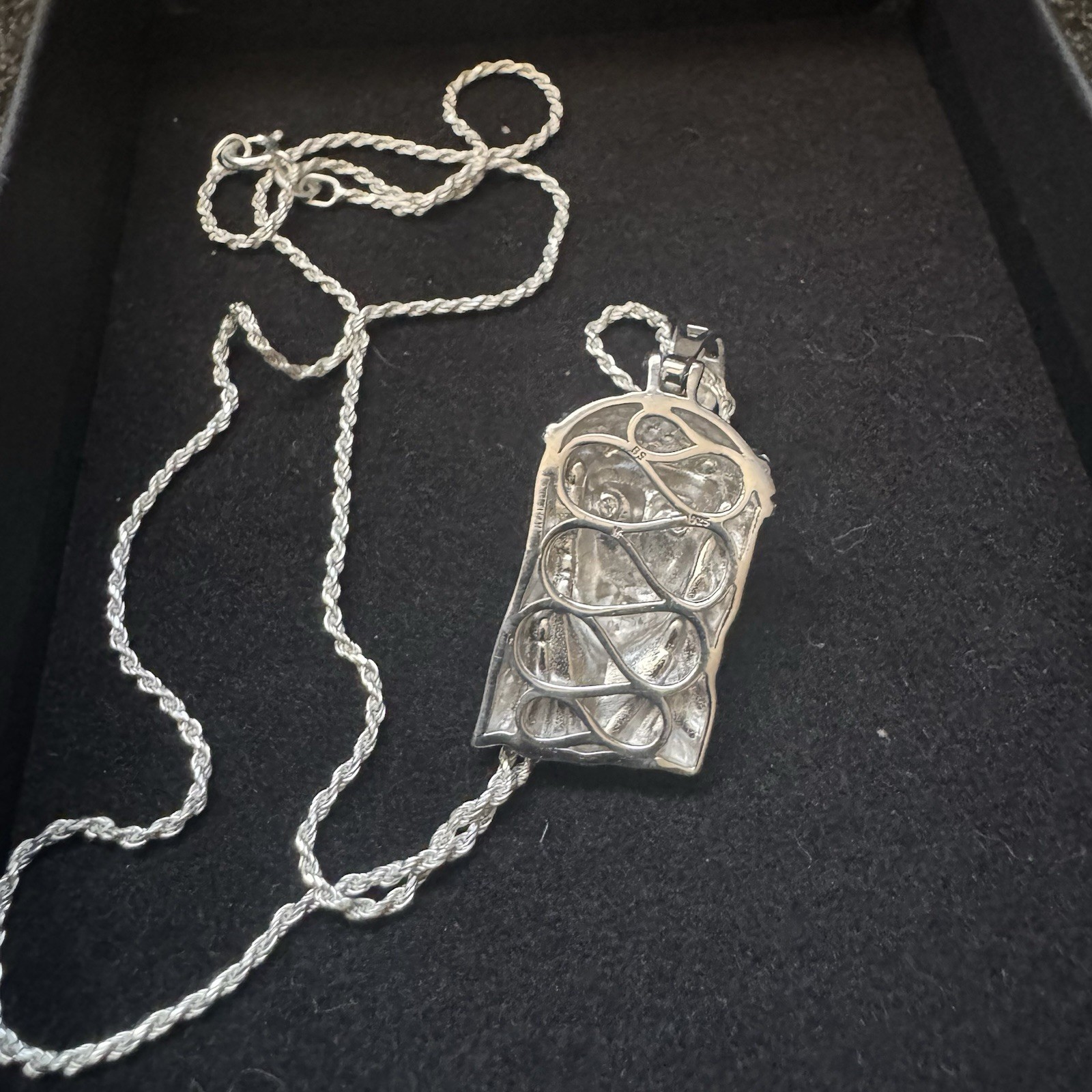 925 Silver Jesus Pendant Necklace Rope Chain 0.16 CTW VVS1 Mossanite