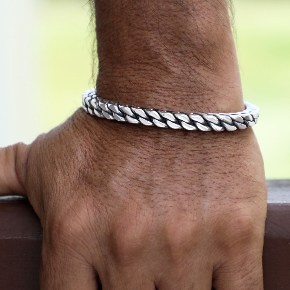Impressive High-Quality Solid 925 Sterling Silver Men’s Cuff Bracelet.