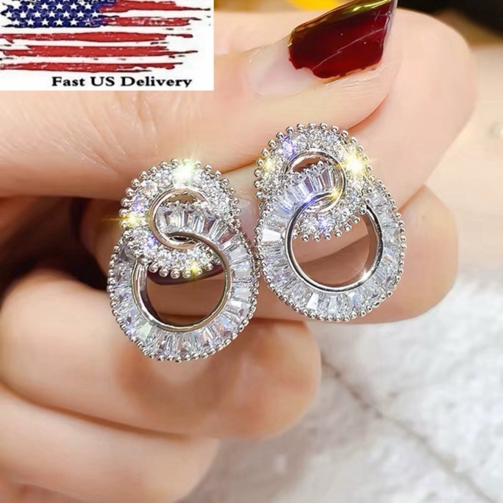 Gorgeous 925 Silver Filled Hoop Earring Women Jewelry A Pair A15