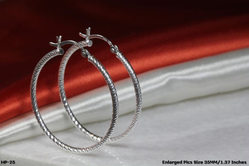 1.37″ BRAND NEW STERLING SILVER 925 35MM ROUND LIGHT WEIGHT HOOP EARRINGS
